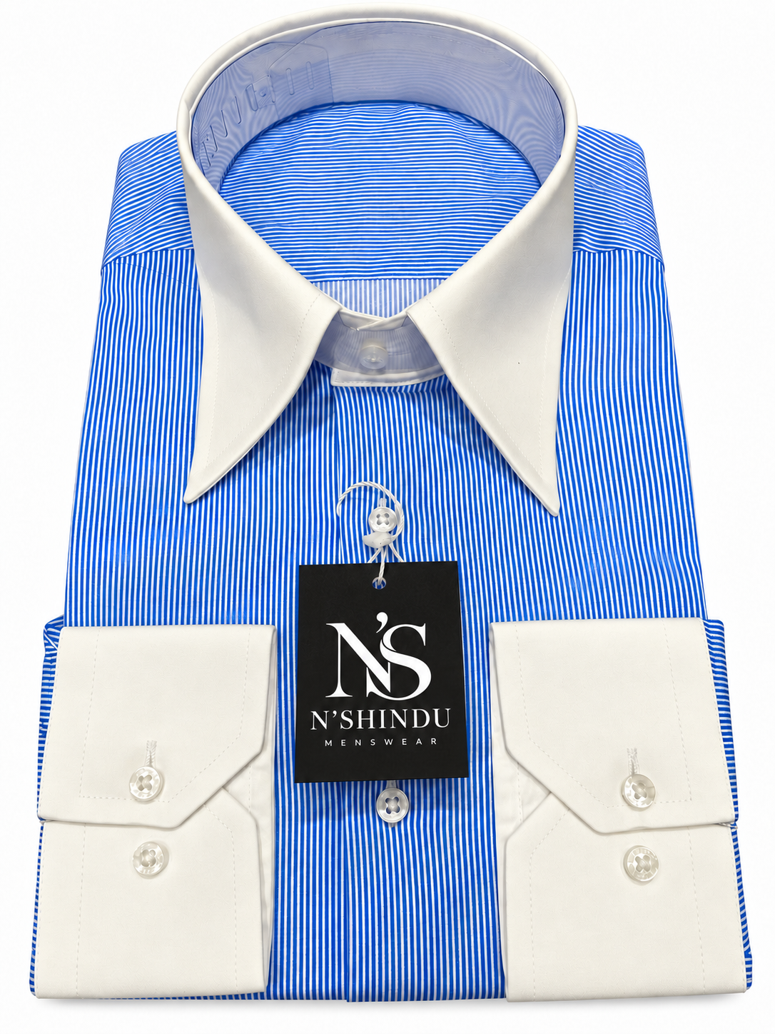 Men Blue Pin Collar